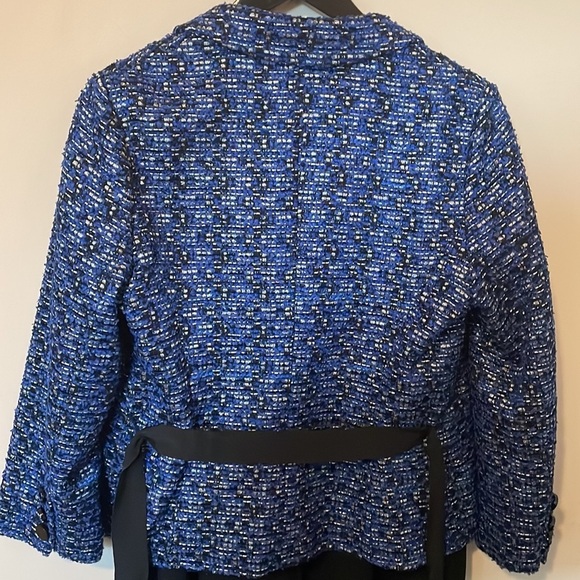 Kate Spade Blue Tweed Ribbon Tie Belt Jacket Blazer - Picture 8 of 9